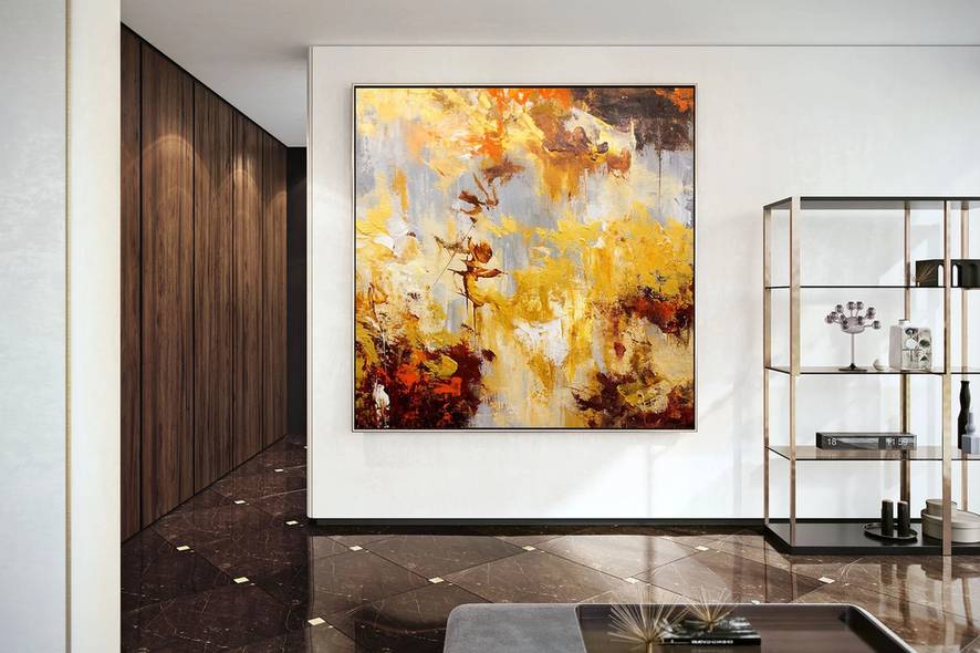 Modern Hand-painted Days Dining Grey Abstract Canvas Artwork 0D5Y8
